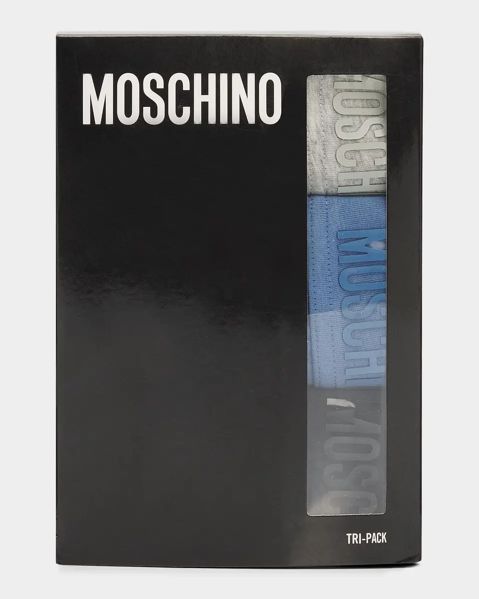 MOSCHINO Men's Tonal Logo Stretch-Jersey Trunk Brief 3-Pack | Thumbnail 2 MOSCHINO Men's Tonal Logo Stretch-Jersey Trunk Brief 3-Pack | Thumbnail 2