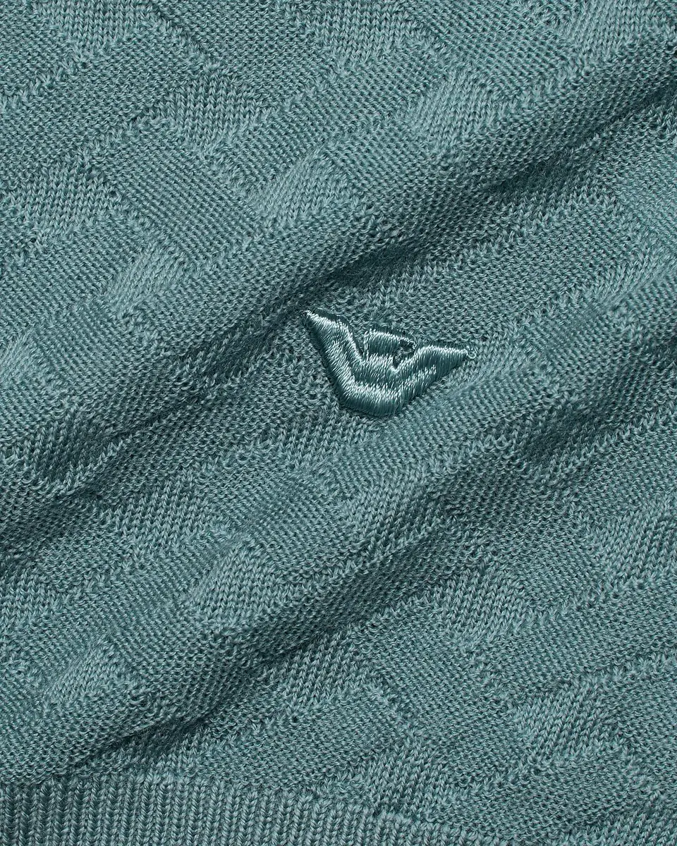 Emporio Armani Men's Tonal Basketweave Wool Sweater | Thumbnail 6 Emporio Armani Men's Tonal Basketweave Wool Sweater | Thumbnail 6