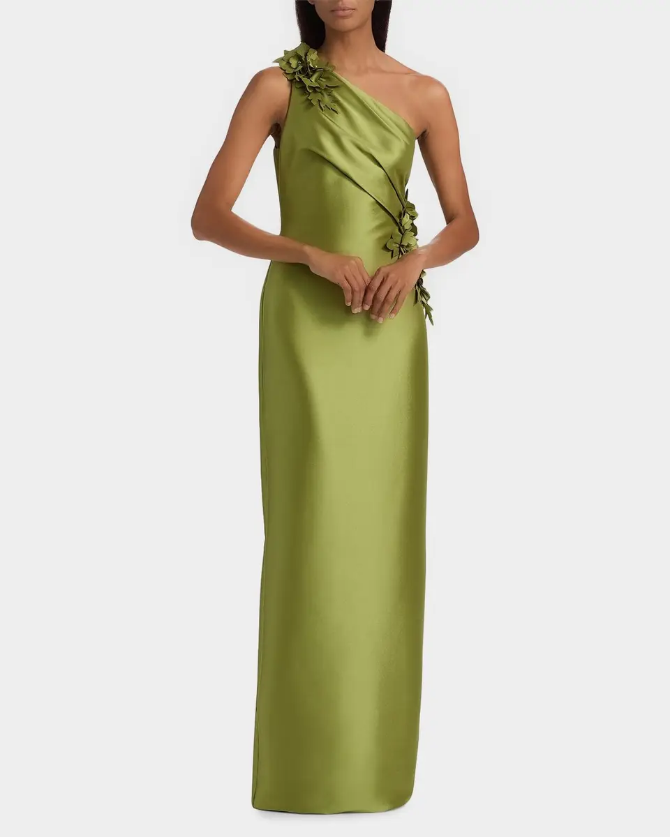 BADGLEY MISCHKA Floral Appliqué One-Shoulder Gown | Thumbnail 2 BADGLEY MISCHKA Floral Appliqué One-Shoulder Gown | Thumbnail 2