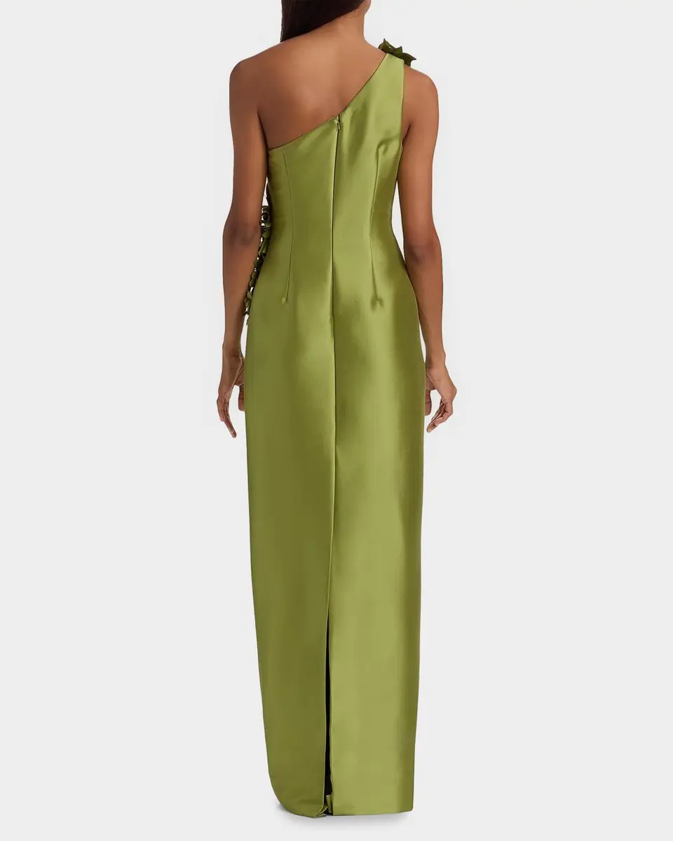 BADGLEY MISCHKA Floral Appliqué One-Shoulder Gown | Thumbnail 3 BADGLEY MISCHKA Floral Appliqué One-Shoulder Gown | Thumbnail 3