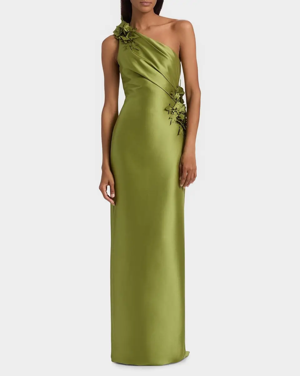 BADGLEY MISCHKA Floral Appliqué One-Shoulder Gown | Thumbnail 4 BADGLEY MISCHKA Floral Appliqué One-Shoulder Gown | Thumbnail 4
