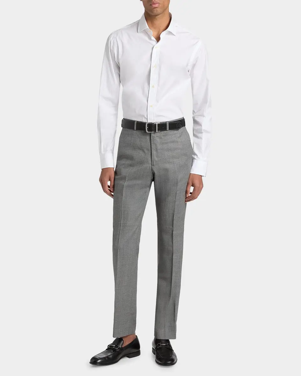 Emporio Armani Men's Textured Virgin Wool Trousers | Thumbnail 2