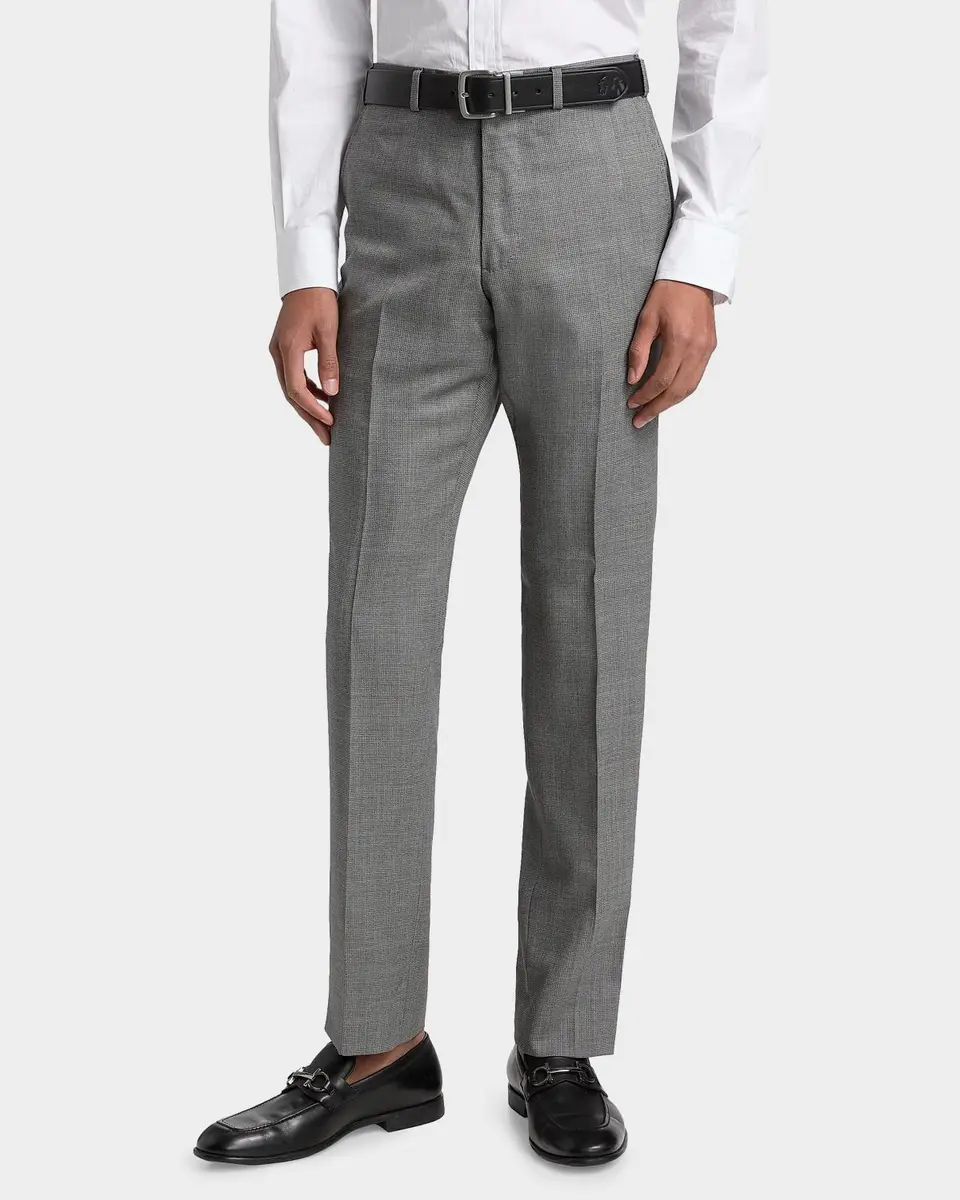 Emporio Armani Men's Textured Virgin Wool Trousers | Thumbnail 4