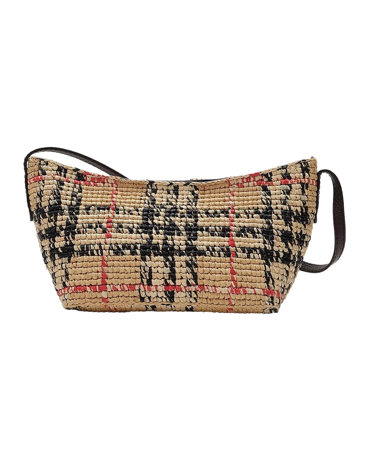 Burberry Margate Check Raffia Baguette