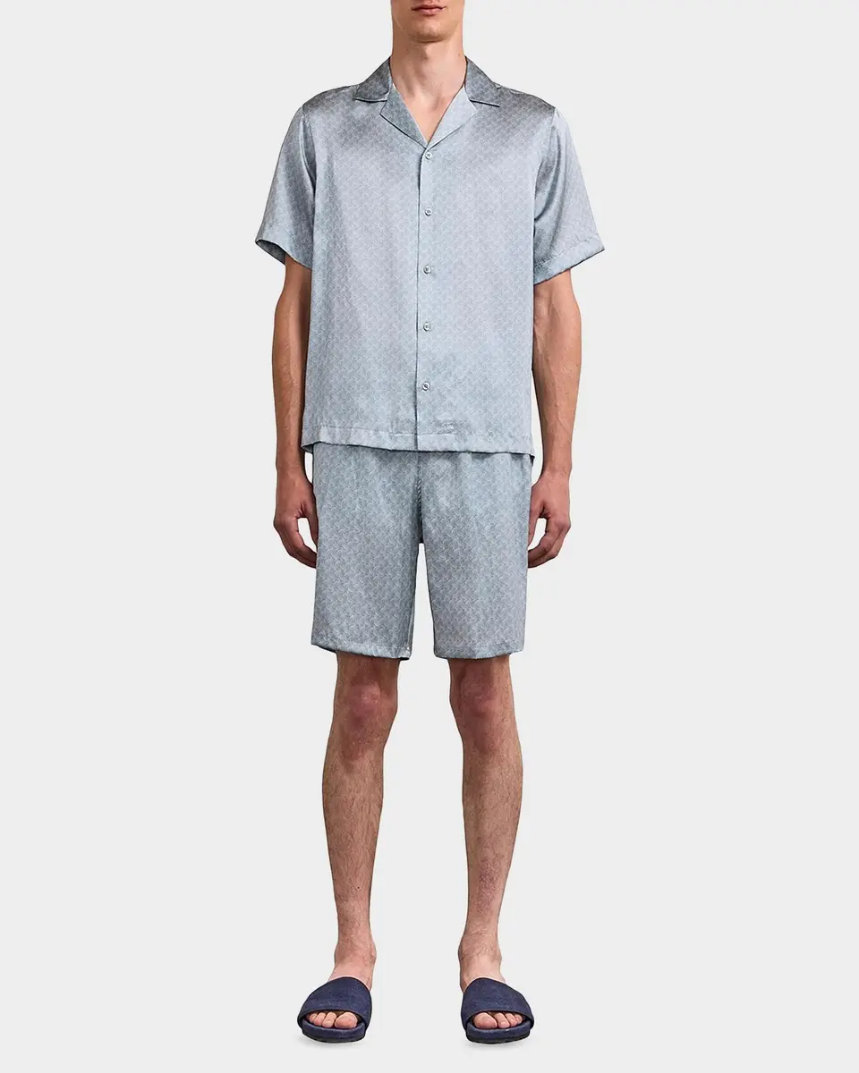 Frescobol Carioca Men's Palma Printed Stretch Silk Shorts | Thumbnail 2 Frescobol Carioca Men's Palma Printed Stretch Silk Shorts | Thumbnail 2