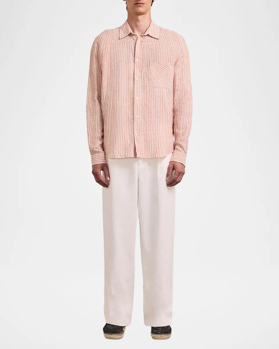 Frescobol Carioca Men's Telles Striped Linen Shirt | Thumbnail 2 Frescobol Carioca Men's Telles Striped Linen Shirt | Thumbnail 2