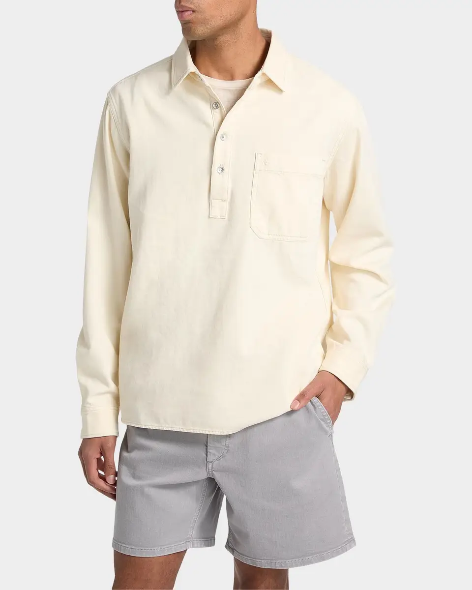 rag & bone Men's Denim Long-Sleeve Polo Shirt | Thumbnail 4 rag & bone Men's Denim Long-Sleeve Polo Shirt | Thumbnail 4
