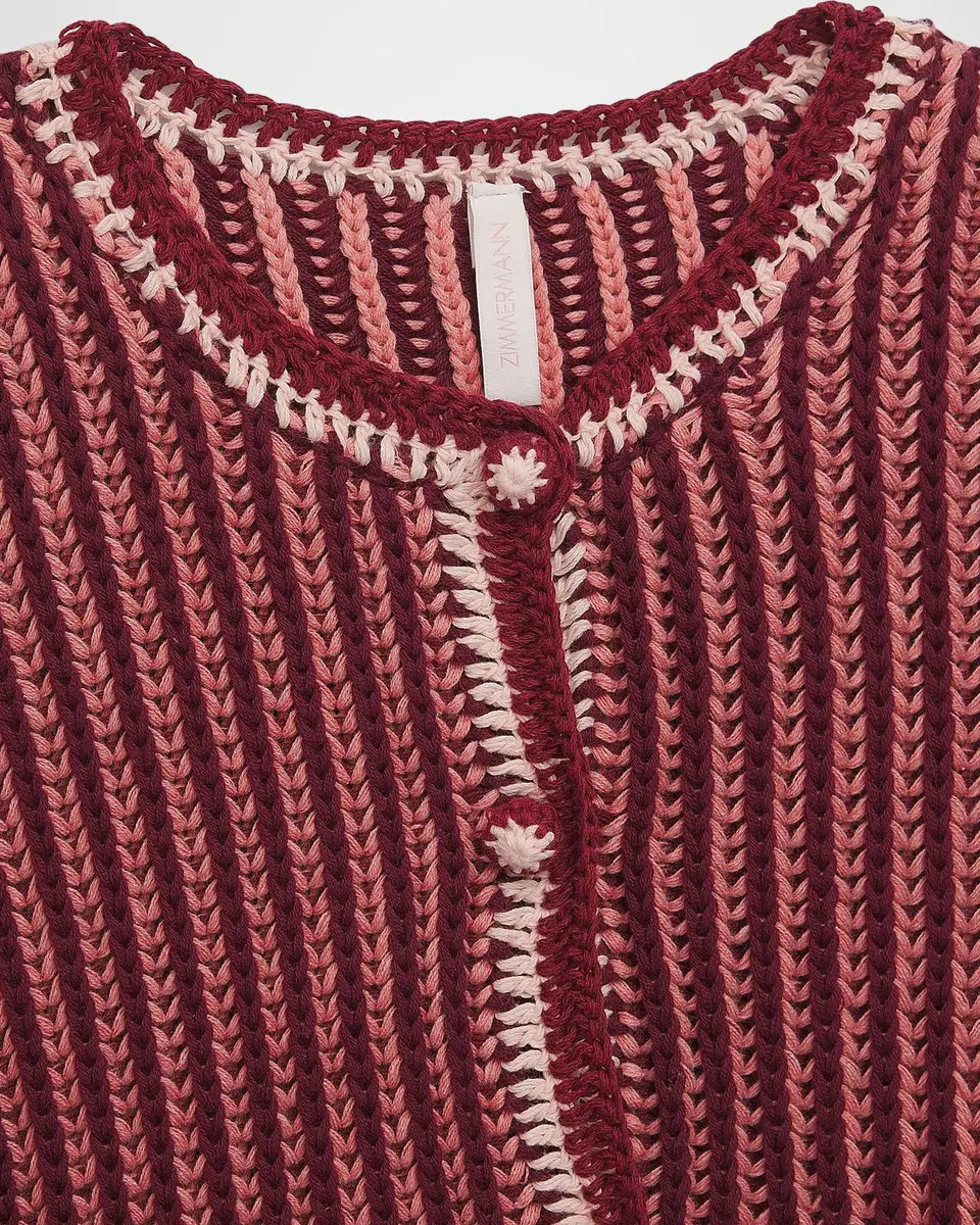 Zimmermann Girl's Striped Rib-Knit Cotton Jacket | Thumbnail 2