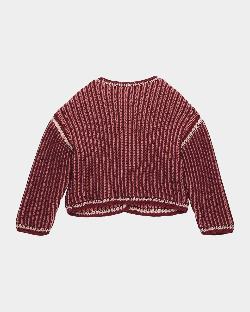 Zimmermann Girl's Striped Rib-Knit Cotton Jacket | Thumbnail 3