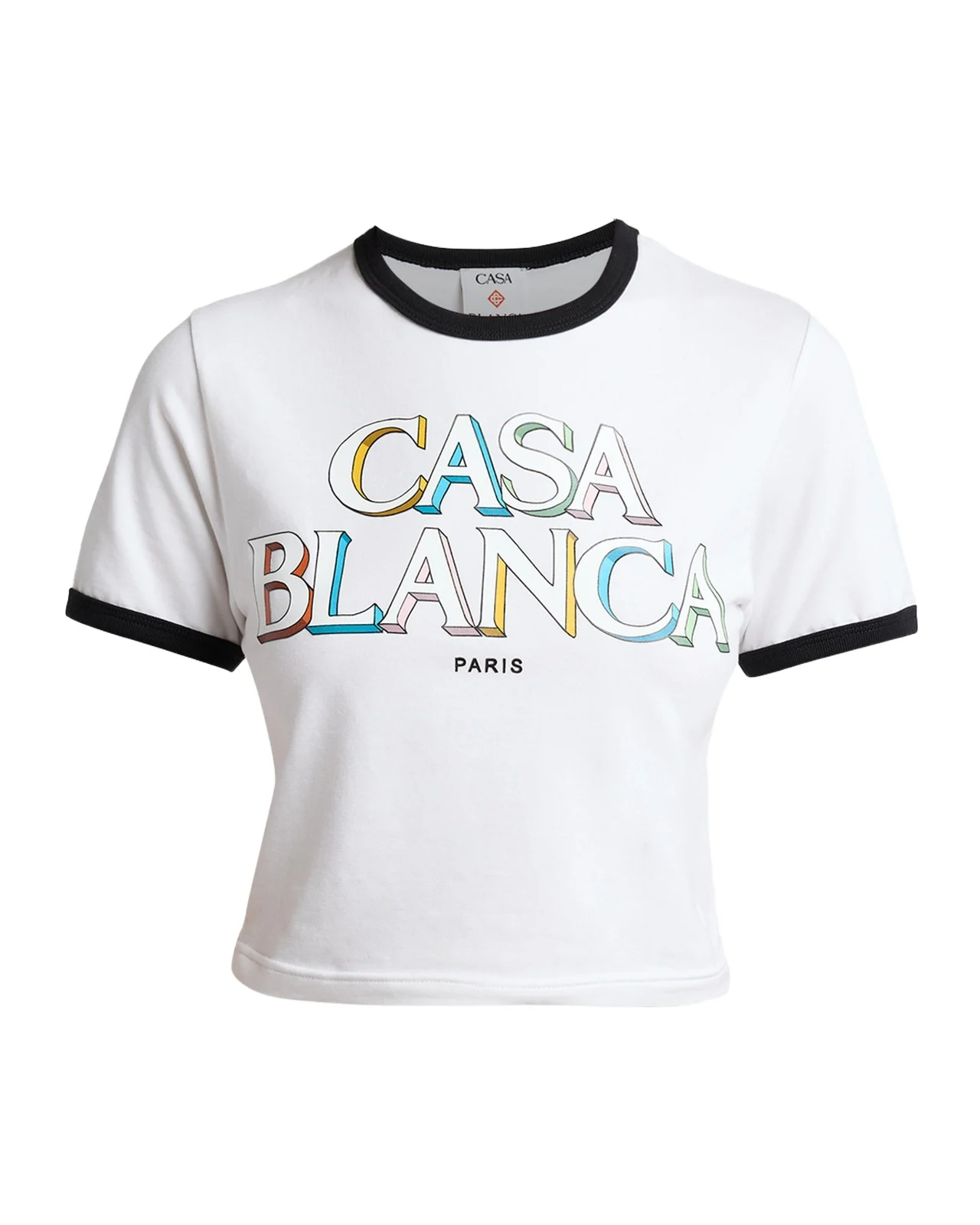 Casablanca Stacked Logo Cropped Ringer T-Shirt