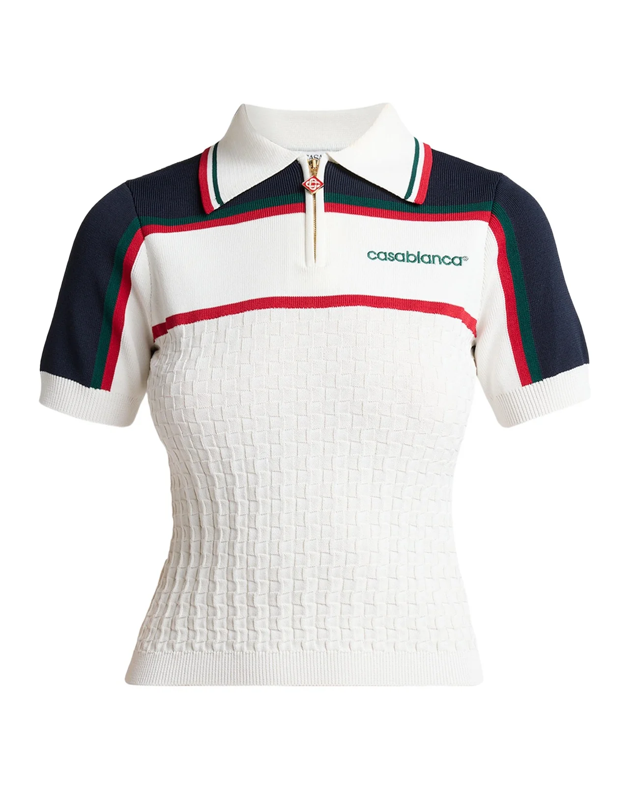 Casablanca Knit Tennis Short-Sleeve Polo Shirt