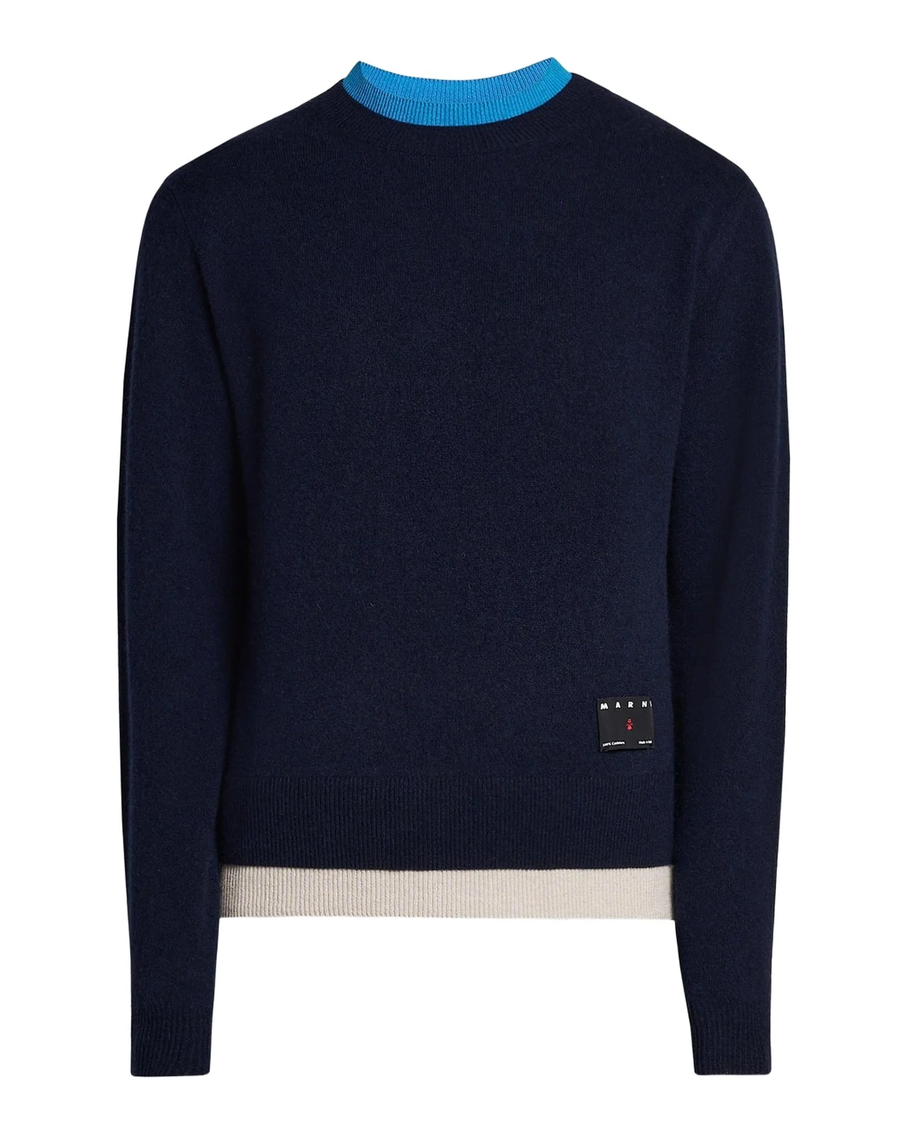 Marni Men's Contrast Trim Cashmere Crewneck Sweater