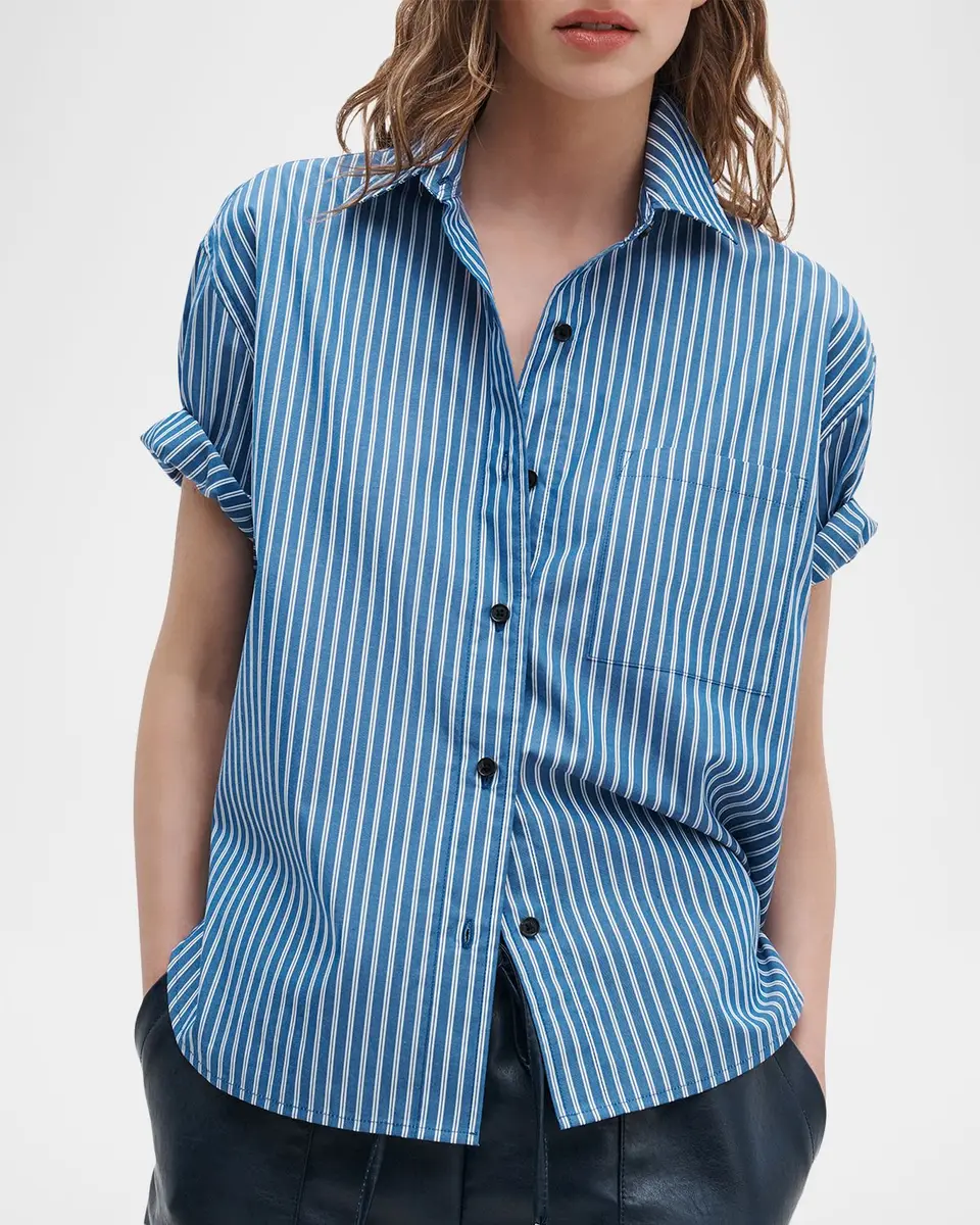 rag & bone Connie Short-Sleeve Striped Poplin Shirt | Thumbnail 4 rag & bone Connie Short-Sleeve Striped Poplin Shirt | Thumbnail 4
