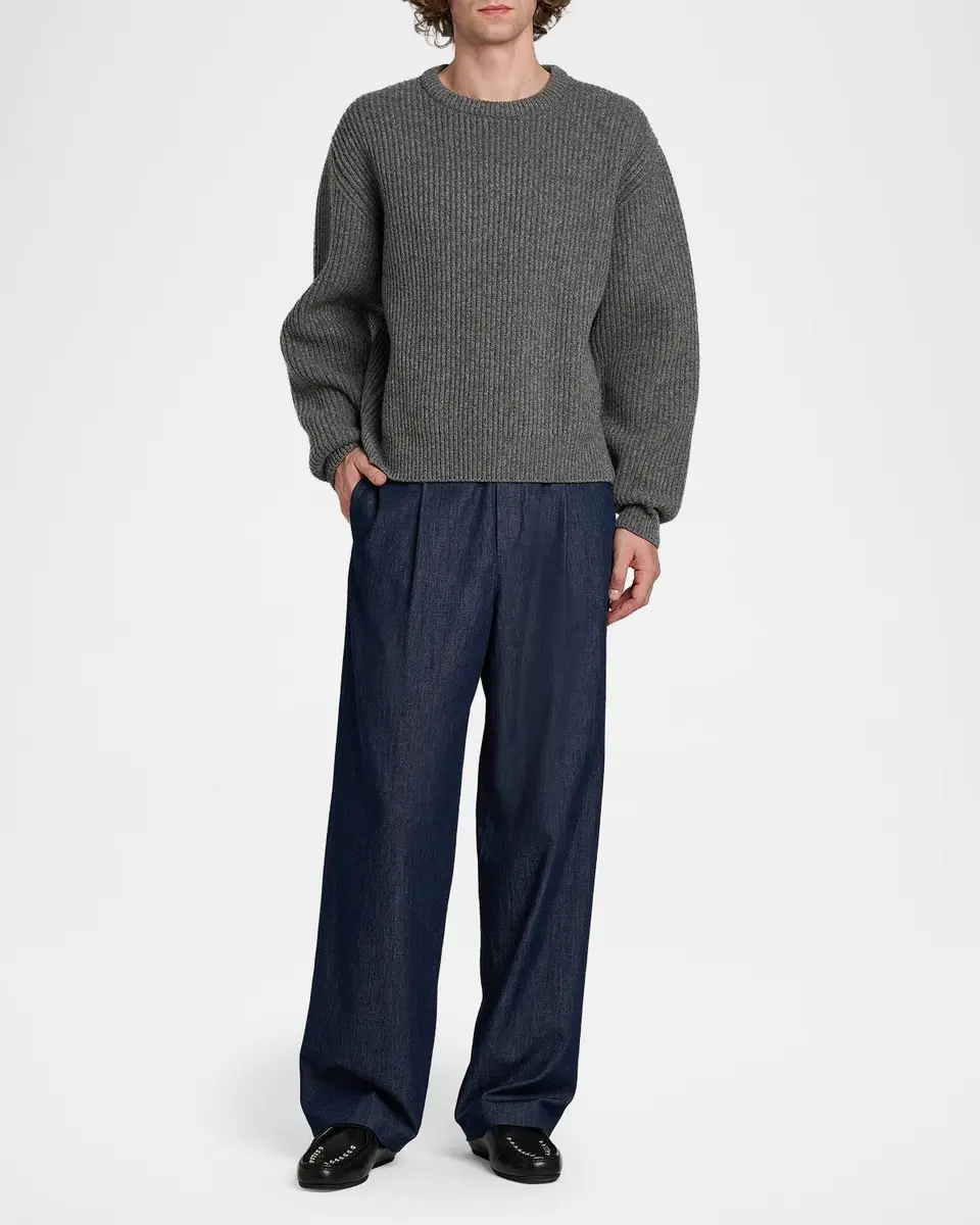 Jil Sander Men's Fisherman's Rib Knit Crewneck Sweater | Thumbnail 2 Jil Sander Men's Fisherman's Rib Knit Crewneck Sweater | Thumbnail 2