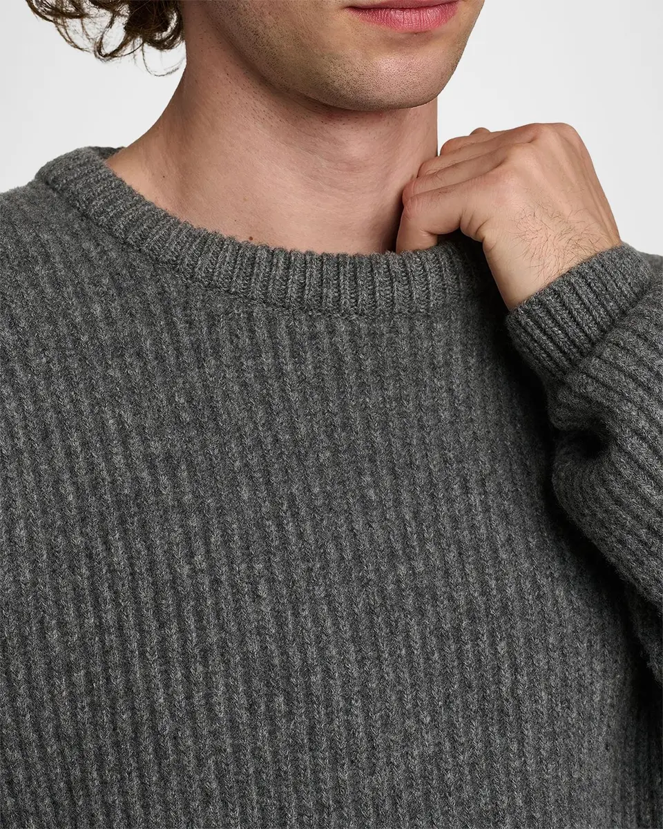 Jil Sander Men's Fisherman's Rib Knit Crewneck Sweater | Thumbnail 3 Jil Sander Men's Fisherman's Rib Knit Crewneck Sweater | Thumbnail 3