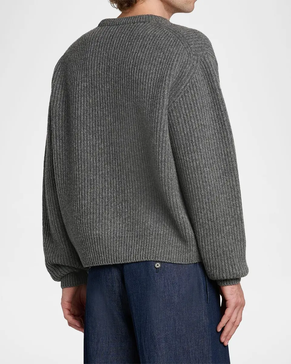 Jil Sander Men's Fisherman's Rib Knit Crewneck Sweater | Thumbnail 4 Jil Sander Men's Fisherman's Rib Knit Crewneck Sweater | Thumbnail 4