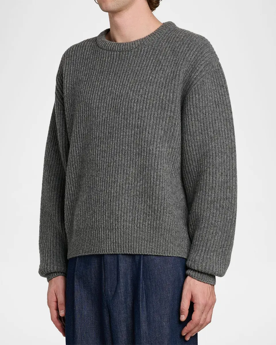 Jil Sander Men's Fisherman's Rib Knit Crewneck Sweater | Thumbnail 5 Jil Sander Men's Fisherman's Rib Knit Crewneck Sweater | Thumbnail 5