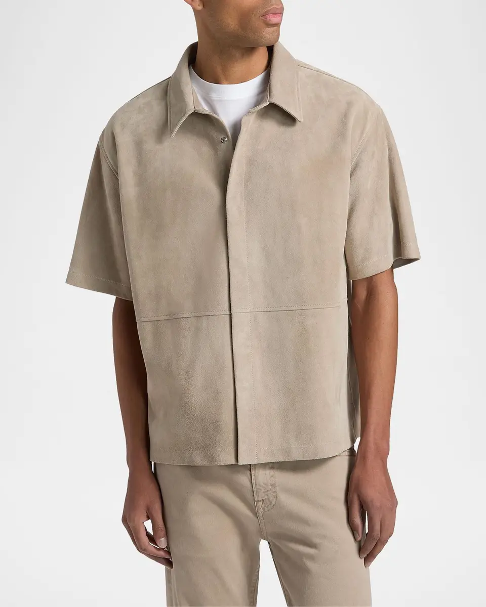 Frame Men's Suede Button-Front Shirt | Thumbnail 4
