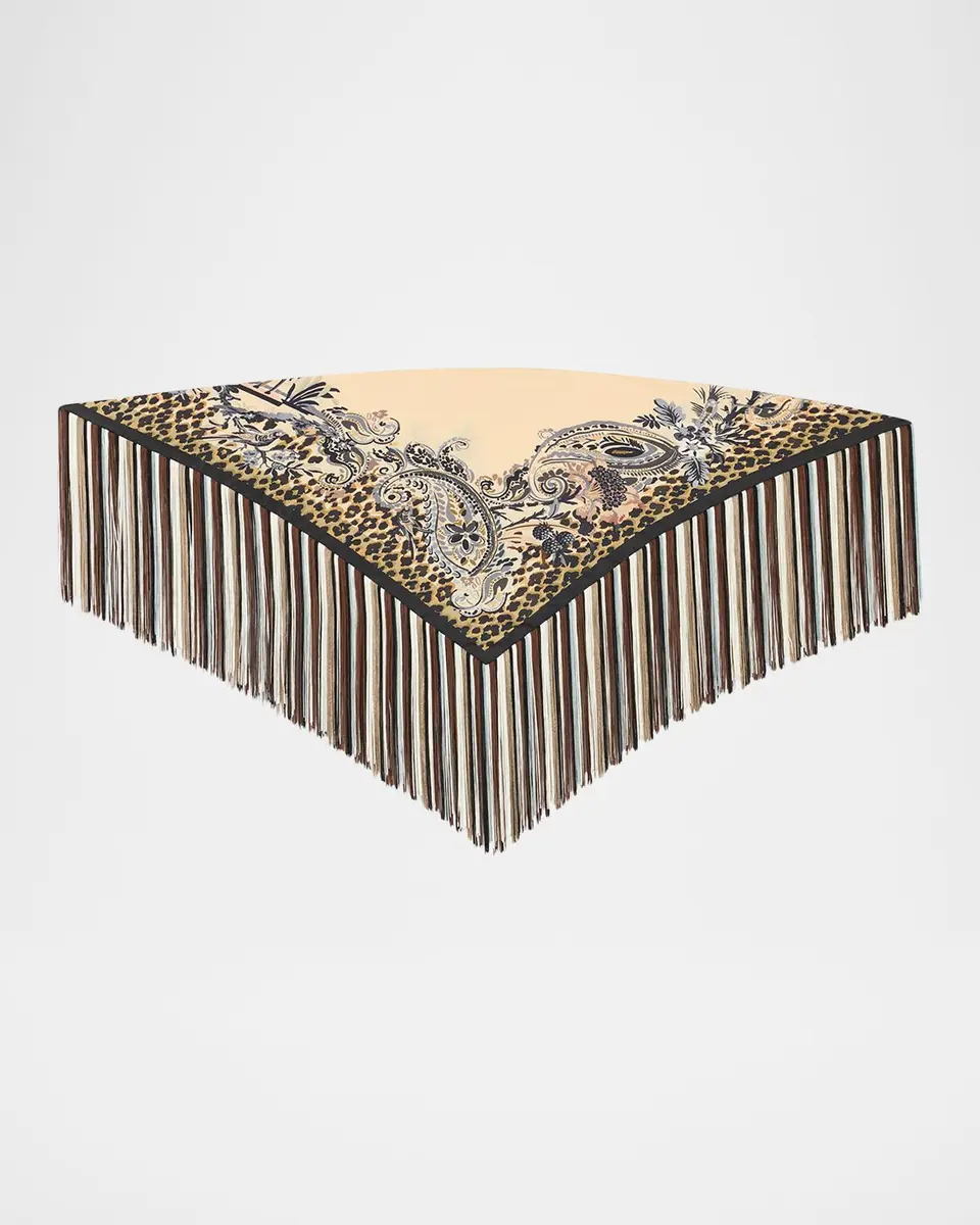 Etro Silk Foulard Scarf with Fringe | Thumbnail 2 Etro Silk Foulard Scarf with Fringe | Thumbnail 2