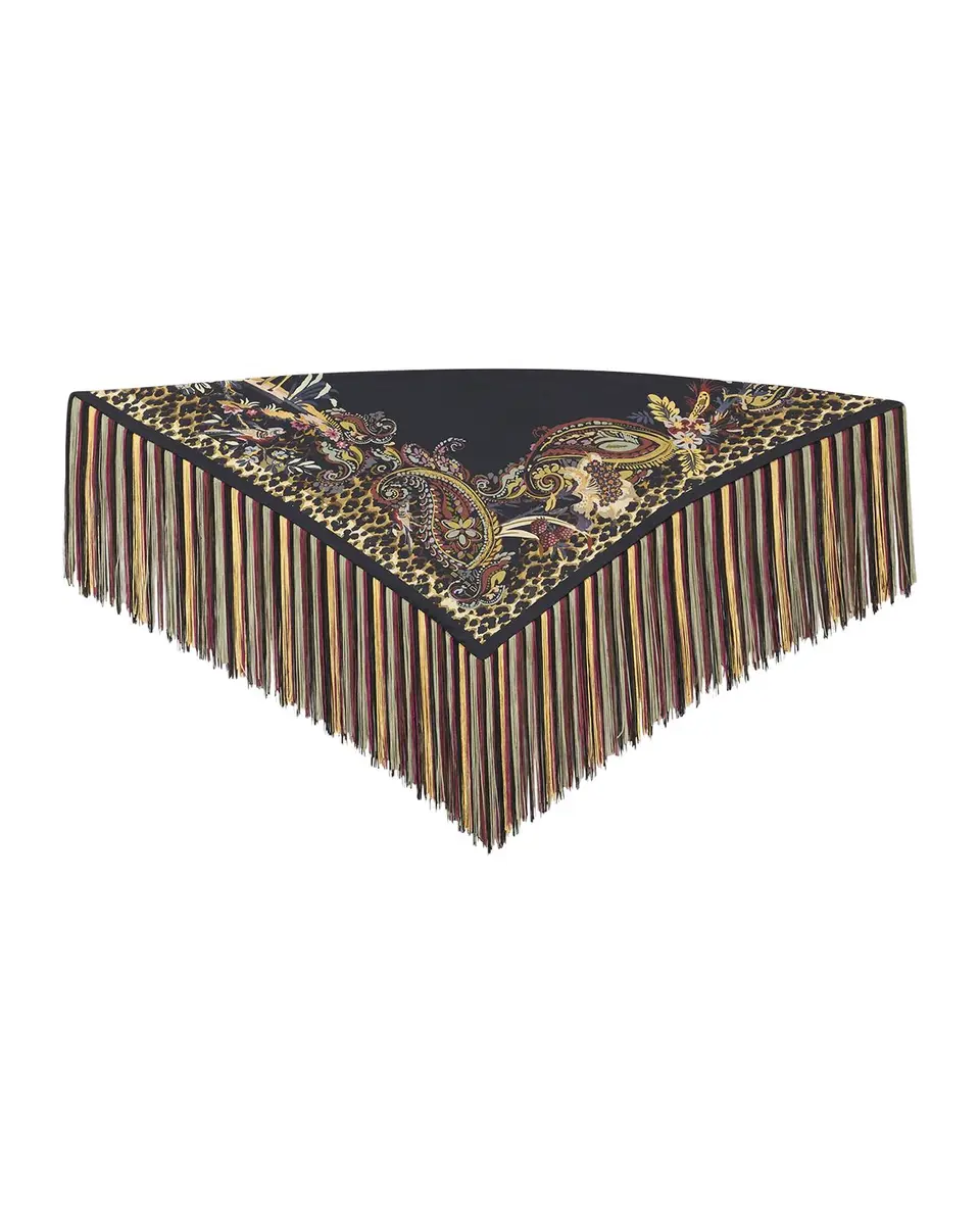 Etro Silk Foulard Scarf with Fringe | Thumbnail 3 Etro Silk Foulard Scarf with Fringe | Thumbnail 3