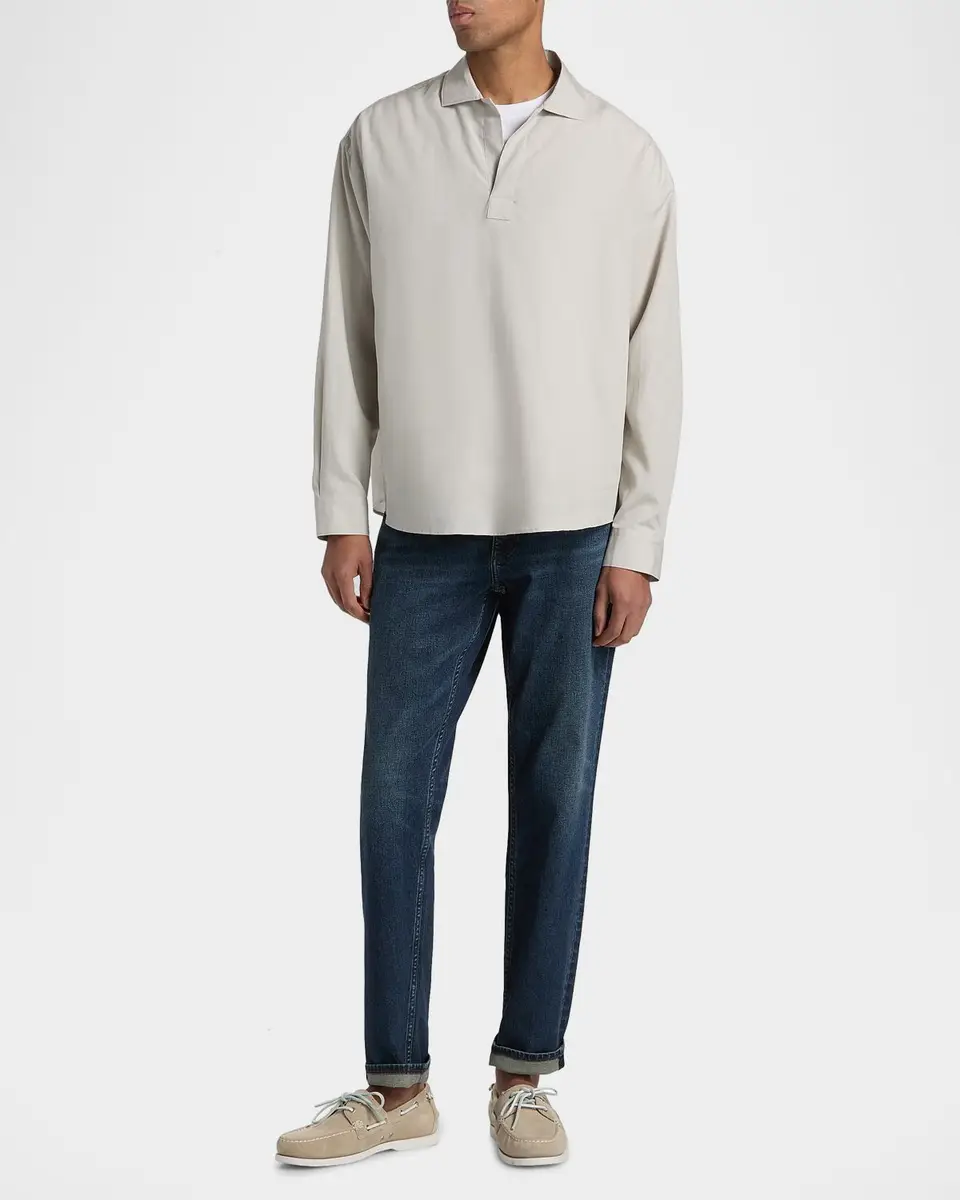 Frame Men's Long-Sleeve Polo Shirt | Thumbnail 2 Frame Men's Long-Sleeve Polo Shirt | Thumbnail 2