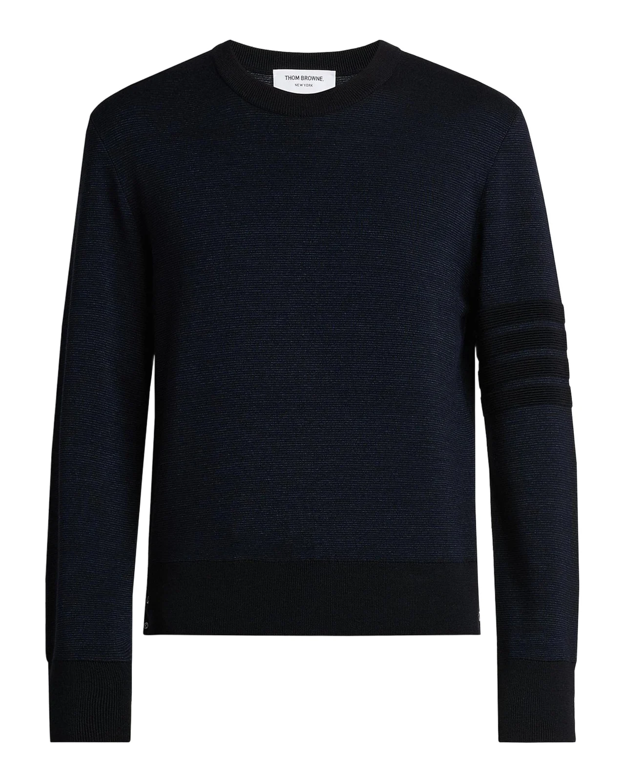 Men's Ottoman Stitch 4-Bar Stripe Wool-Linen-Cotton Crewneck Sweater Men's Ottoman Stitch 4-Bar Stripe Wool-Linen-Cotton Crewneck Sweater