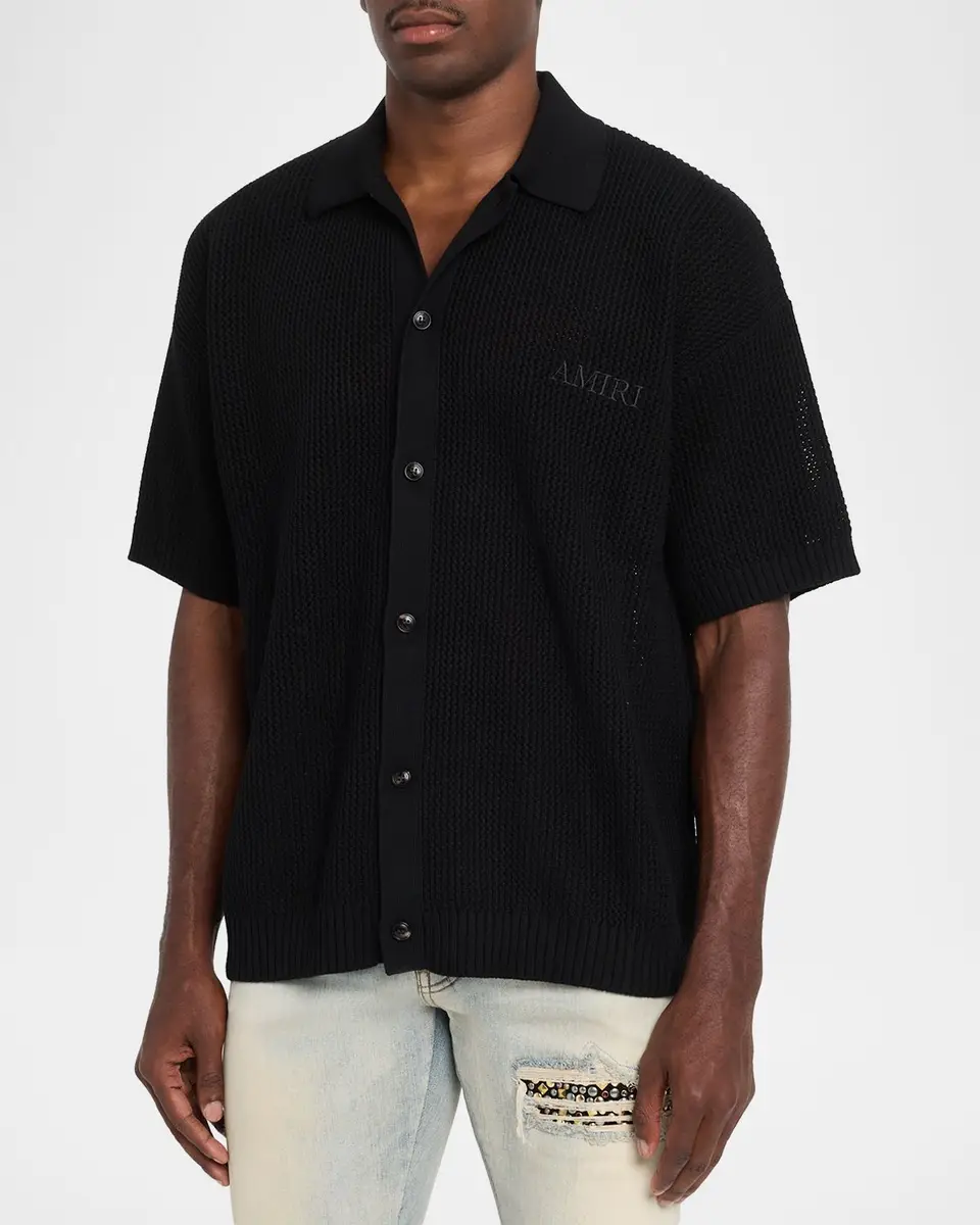 AMIRI Men's Crochet-Knit Mesh Cotton Shirt | Thumbnail 4 AMIRI Men's Crochet-Knit Mesh Cotton Shirt | Thumbnail 4