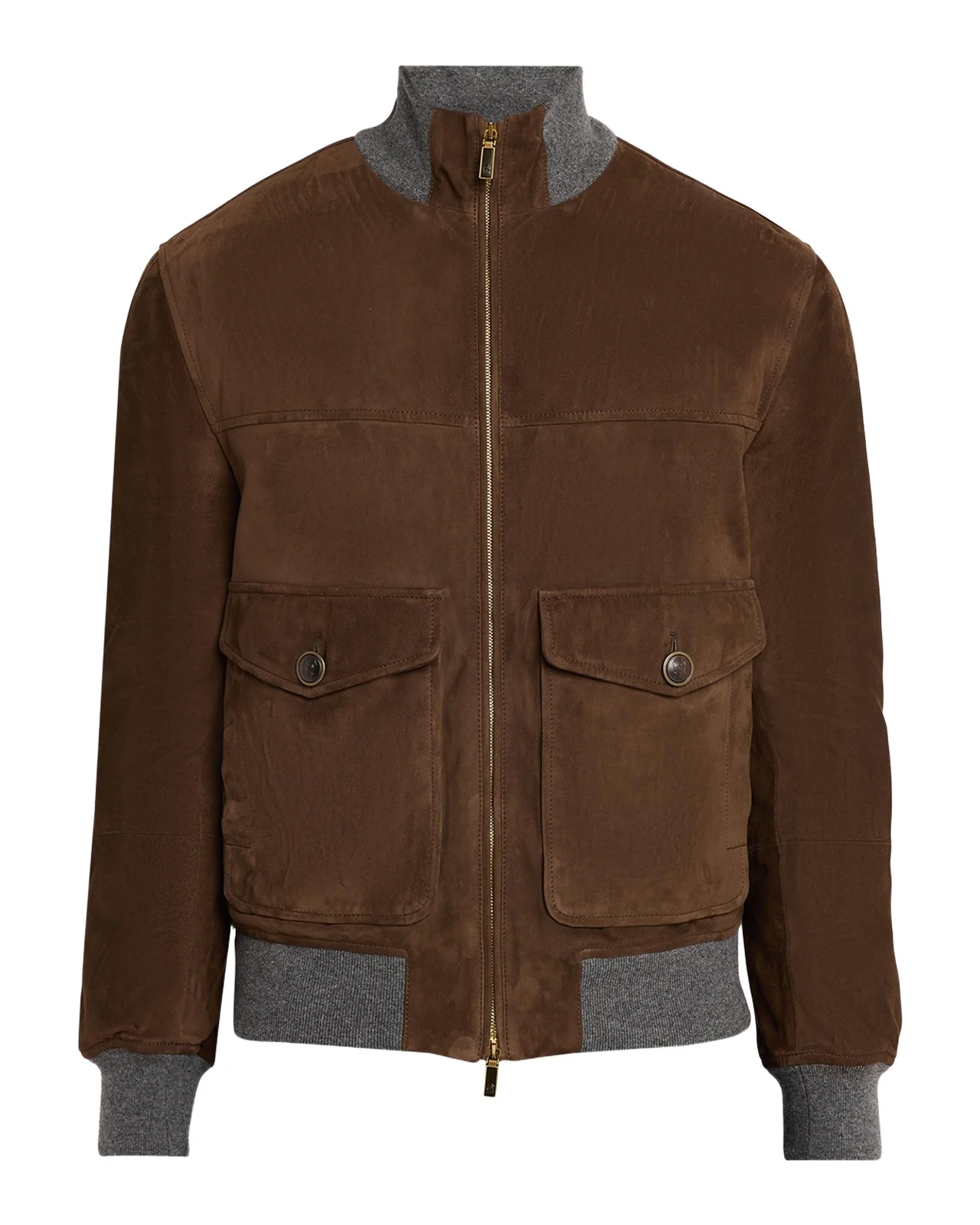 Men's Suede Knit-Trim Bomber Jacket