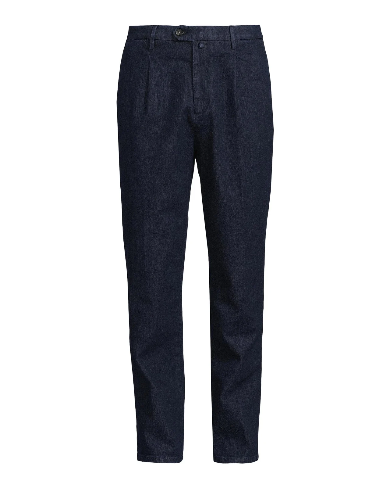 Men's Pleated Stretch Cotton Denim Trousers