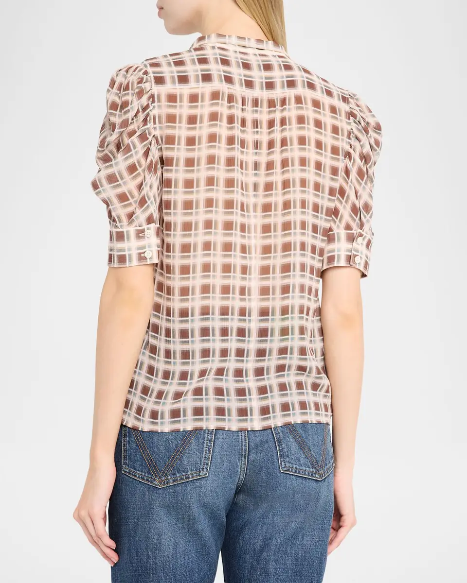 Frame Gillian Sheer Plissé Silk Top | Thumbnail 3 Frame Gillian Sheer Plissé Silk Top | Thumbnail 3