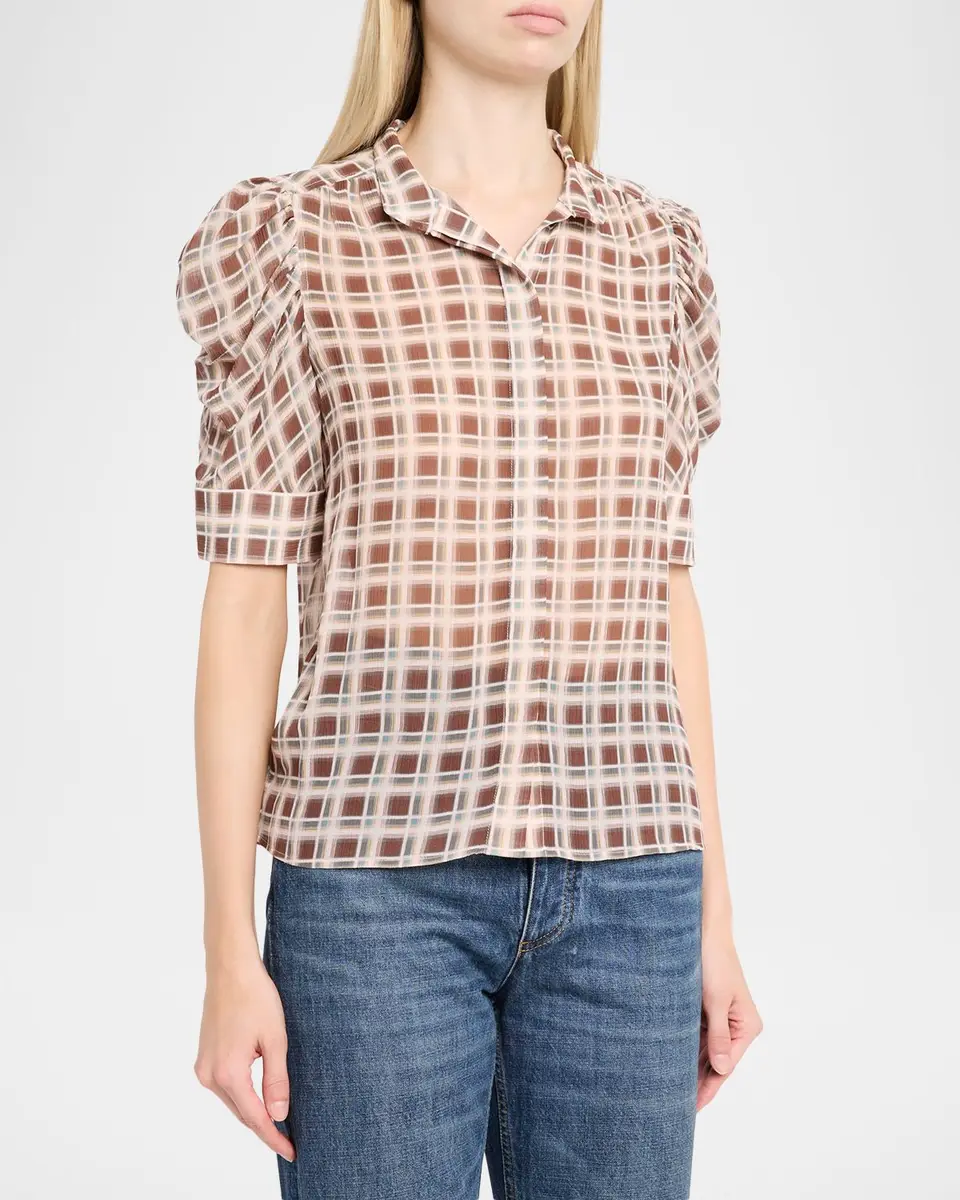 Frame Gillian Sheer Plissé Silk Top | Thumbnail 4 Frame Gillian Sheer Plissé Silk Top | Thumbnail 4