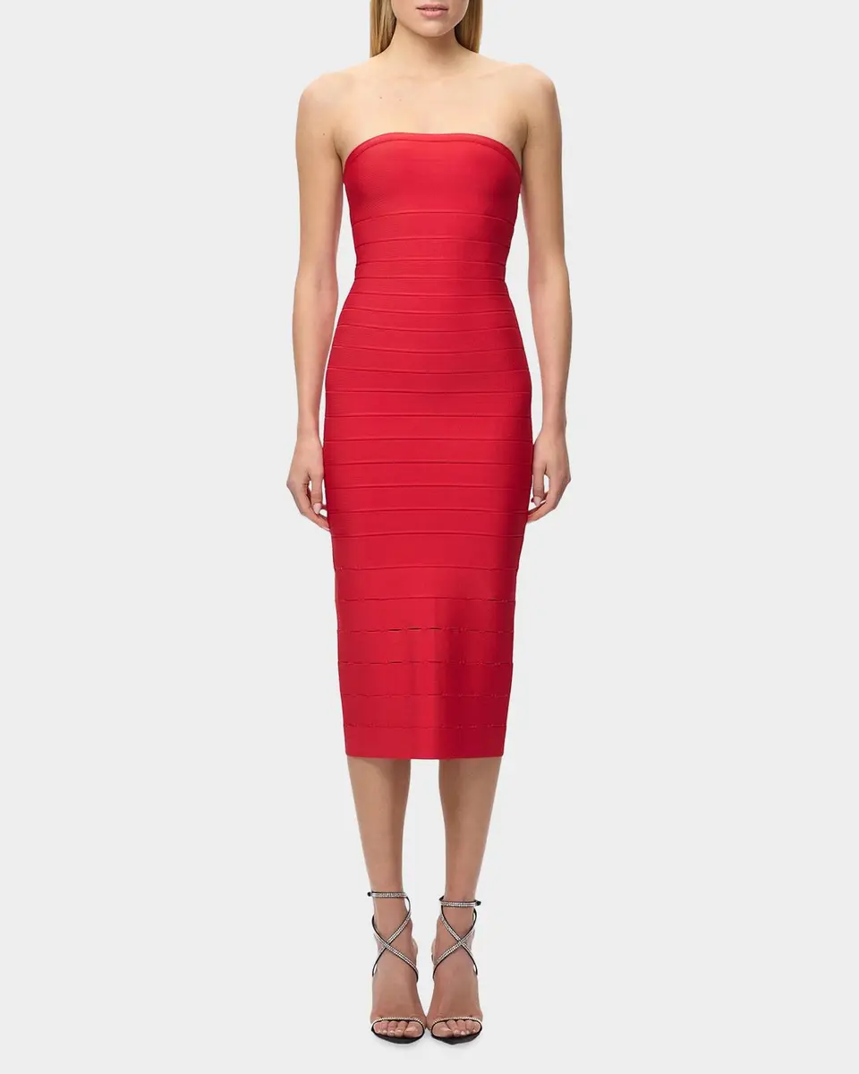 Hervé Léger The Cassidy Strapless Midi Bodycon Dress | Thumbnail 2 Hervé Léger The Cassidy Strapless Midi Bodycon Dress | Thumbnail 2