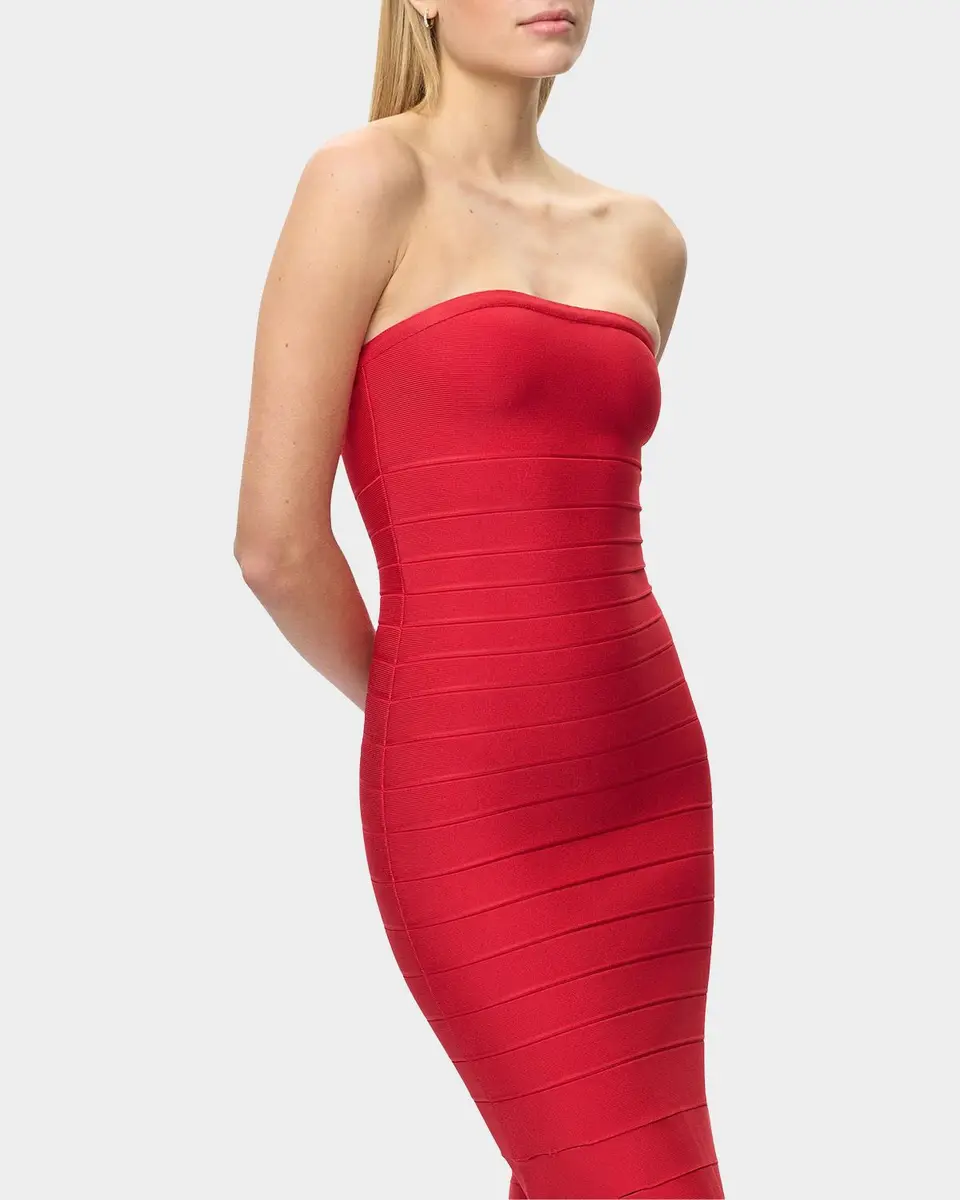 Hervé Léger The Cassidy Strapless Midi Bodycon Dress | Thumbnail 4 Hervé Léger The Cassidy Strapless Midi Bodycon Dress | Thumbnail 4