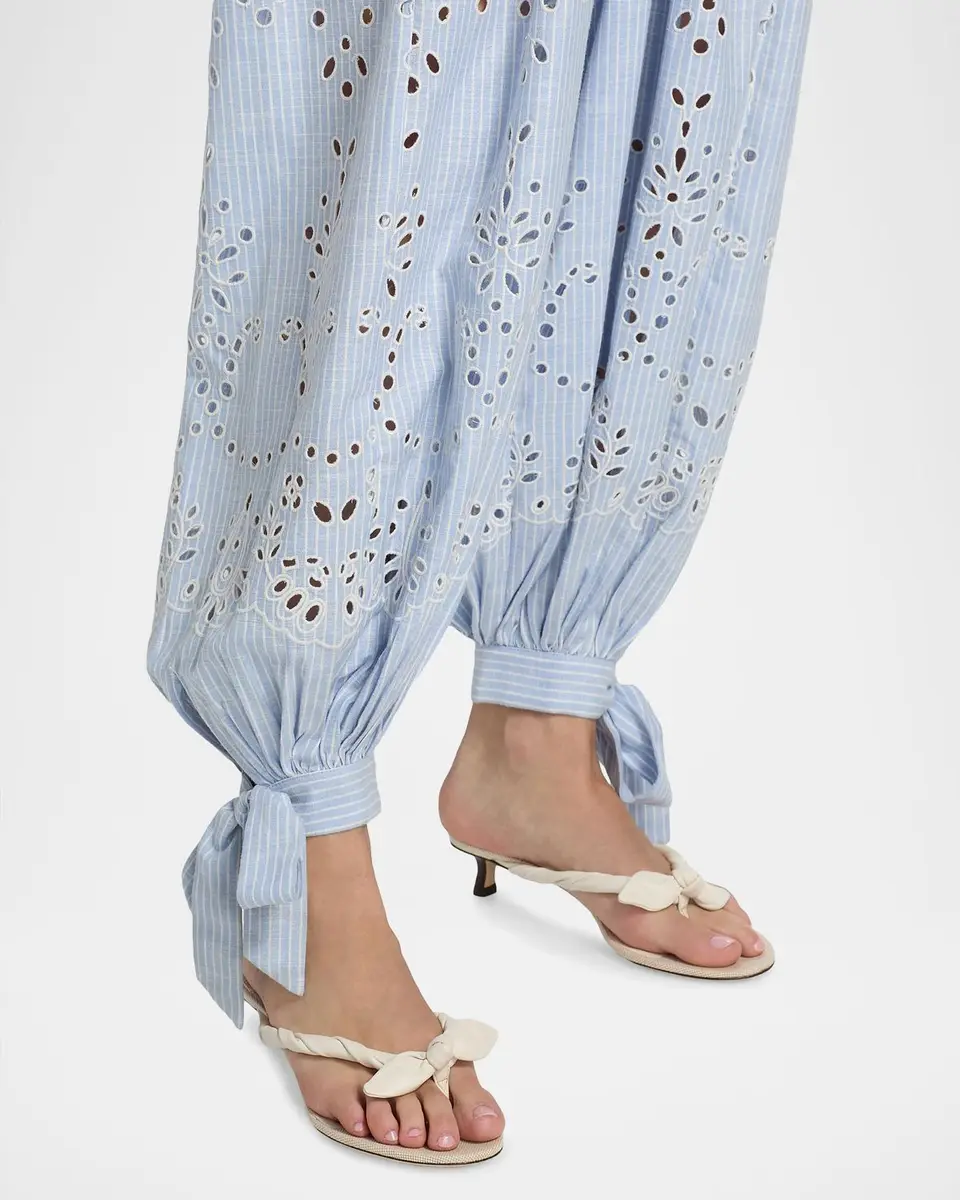 Hemant & Nandita Eyelet Striped Cotton-Blend Harem Pants | Thumbnail 5 Hemant & Nandita Eyelet Striped Cotton-Blend Harem Pants | Thumbnail 5