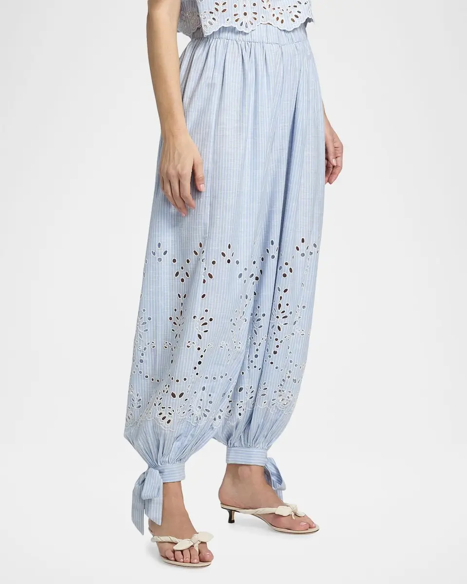 Hemant & Nandita Eyelet Striped Cotton-Blend Harem Pants | Thumbnail 7 Hemant & Nandita Eyelet Striped Cotton-Blend Harem Pants | Thumbnail 7