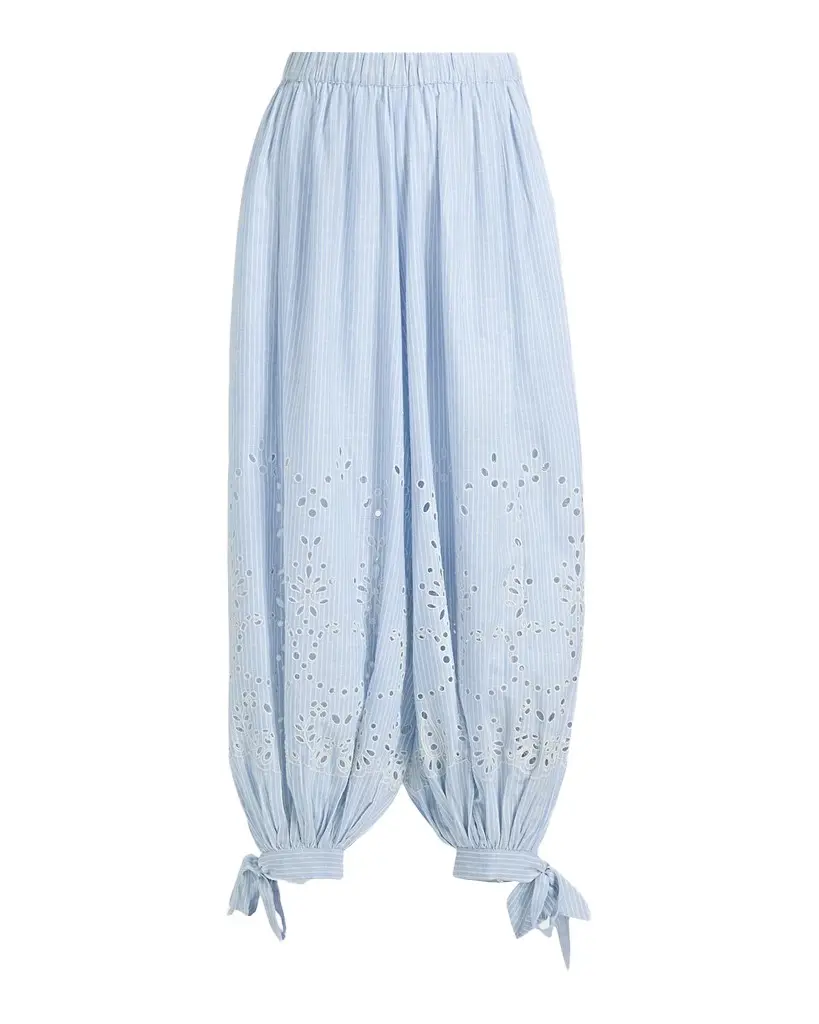 Eyelet Striped Cotton-Blend Harem Pants Eyelet Striped Cotton-Blend Harem Pants