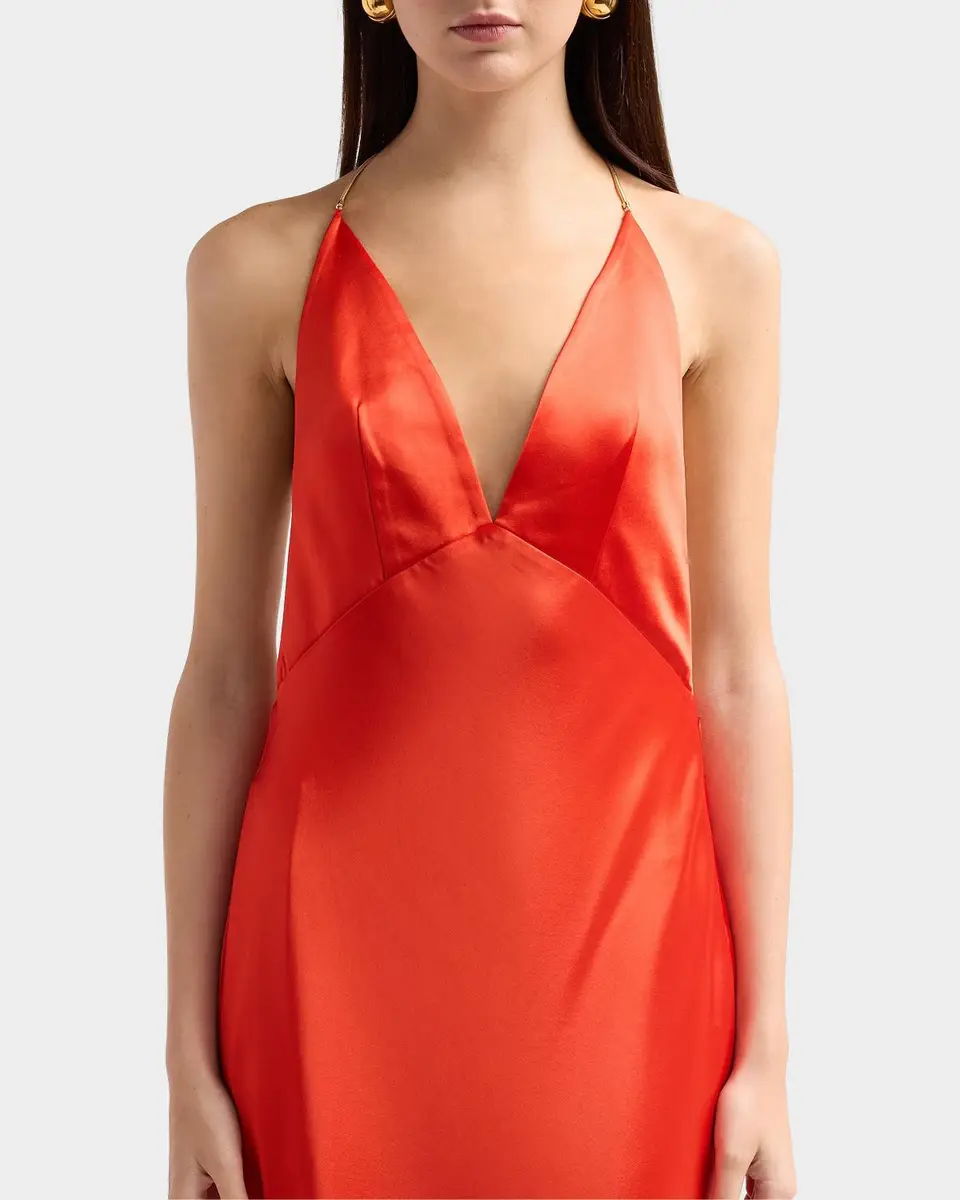 Retrofête Arianell Plunging Satin Maxi Dress | Thumbnail 5
