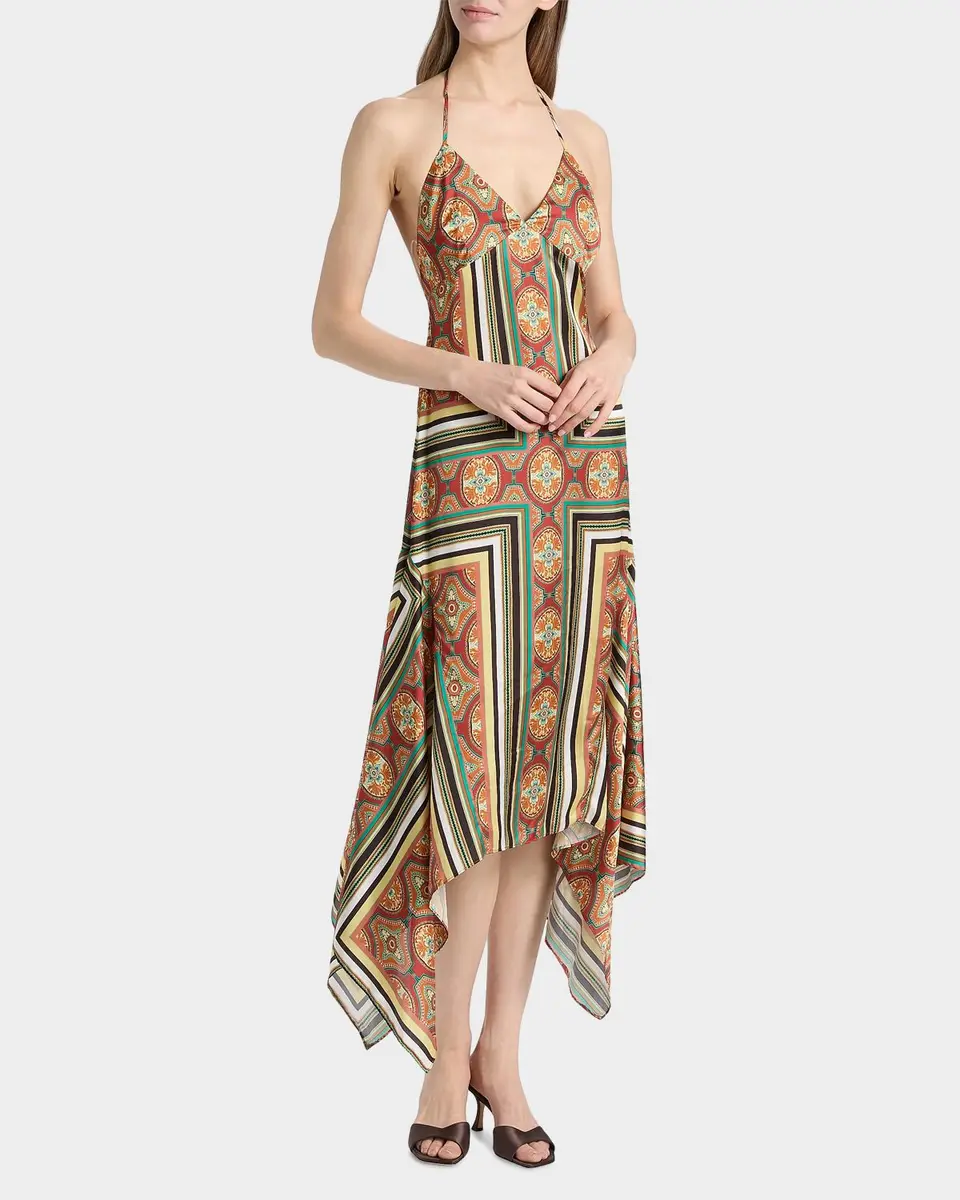 Misa Los Angeles Sheila Printed Satin Handkerchief Midi Dress | Thumbnail 2