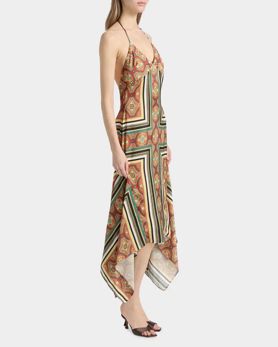 Misa Los Angeles Sheila Printed Satin Handkerchief Midi Dress | Thumbnail 4