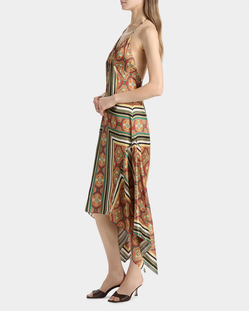 Misa Los Angeles Sheila Printed Satin Handkerchief Midi Dress | Thumbnail 7