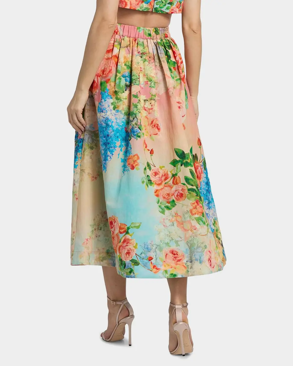 Hemant & Nandita Floral Ombré Cotton-Linen Midi Skirt | Thumbnail 3 Hemant & Nandita Floral Ombré Cotton-Linen Midi Skirt | Thumbnail 3