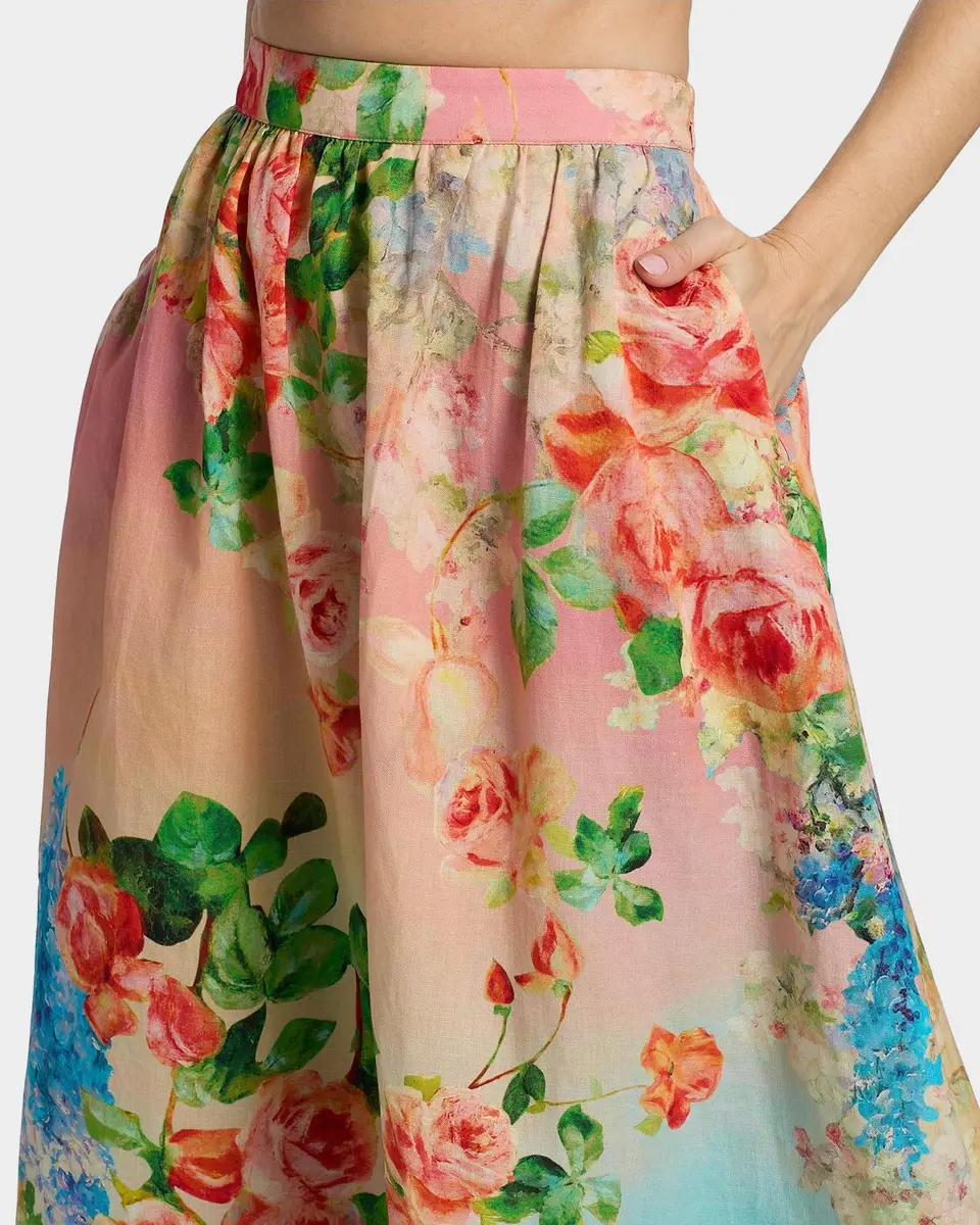 Hemant & Nandita Floral Ombré Cotton-Linen Midi Skirt | Thumbnail 5 Hemant & Nandita Floral Ombré Cotton-Linen Midi Skirt | Thumbnail 5
