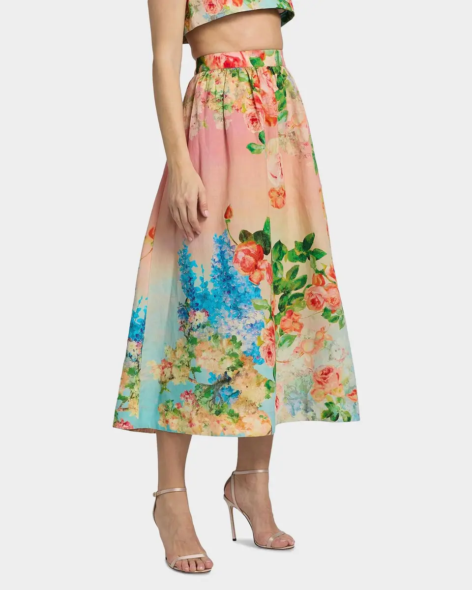 Hemant & Nandita Floral Ombré Cotton-Linen Midi Skirt | Thumbnail 7 Hemant & Nandita Floral Ombré Cotton-Linen Midi Skirt | Thumbnail 7