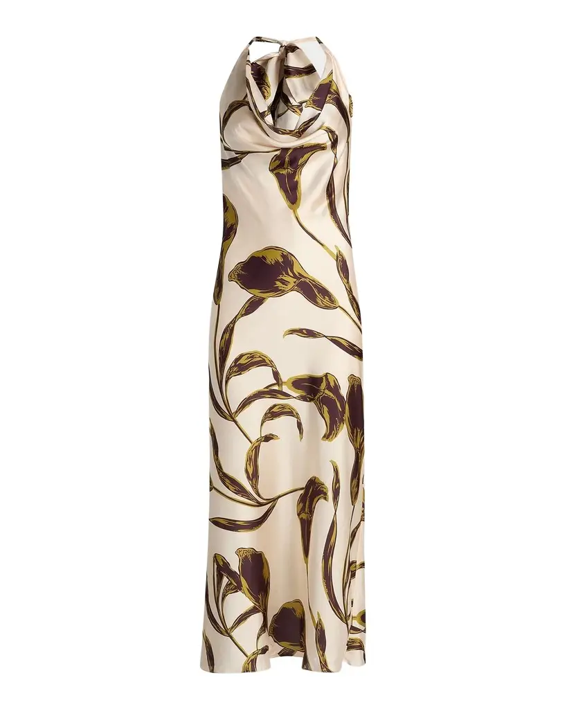 MISA Los Angeles Ida Floral Satin Midi Dress | Image 1 MISA Los Angeles Ida Floral Satin Midi Dress | Image 1