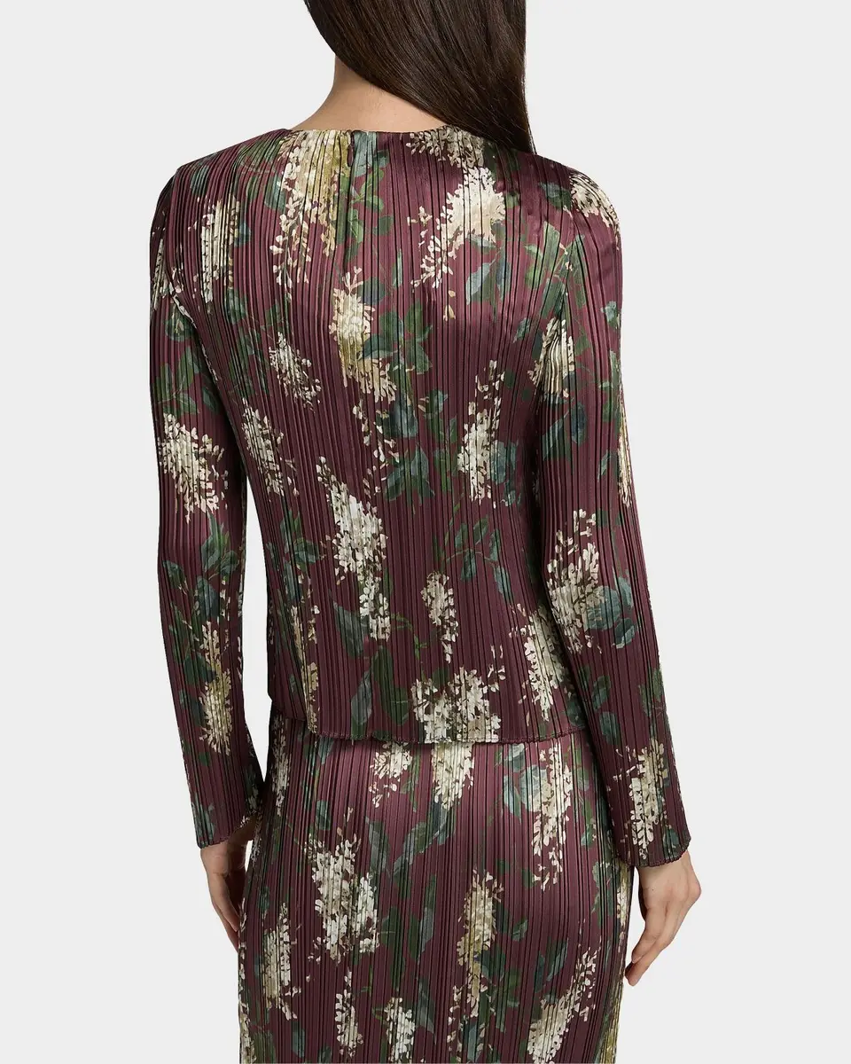 Vince Floral Micro-Pleated Crewneck Top | Thumbnail 3 Vince Floral Micro-Pleated Crewneck Top | Thumbnail 3