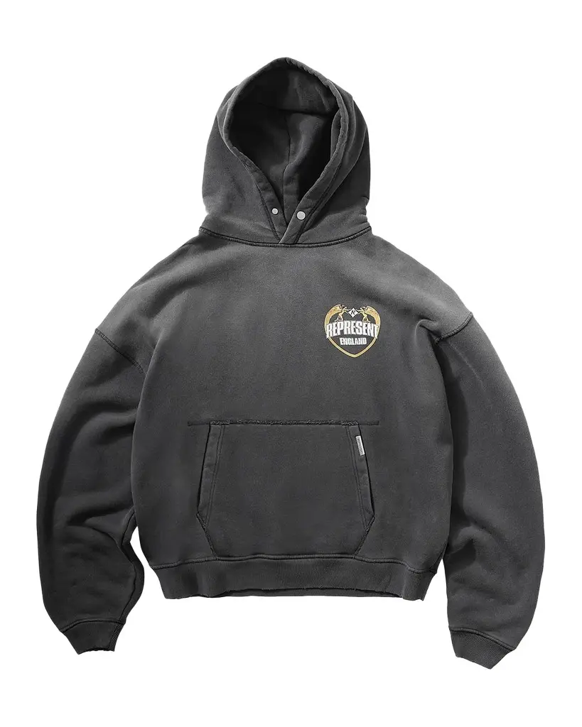 Represent Men's Legacy Represent Angel Border Logo Cotton Hoodie | Image 1 Represent Men's Legacy Represent Angel Border Logo Cotton Hoodie | Image 1