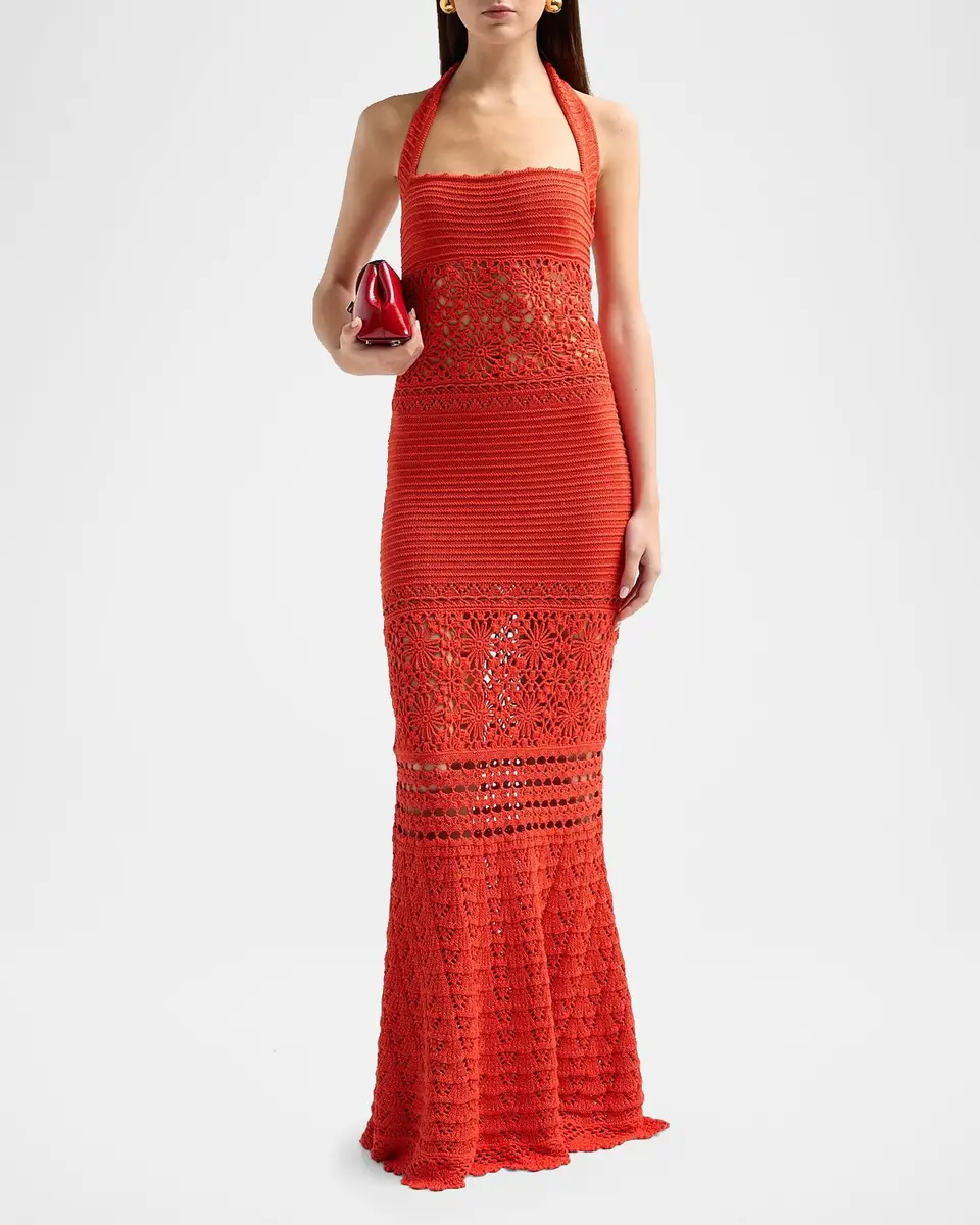 Retrofête Peggie Crocheted Halter Maxi Dress | Thumbnail 2 Retrofête Peggie Crocheted Halter Maxi Dress | Thumbnail 2