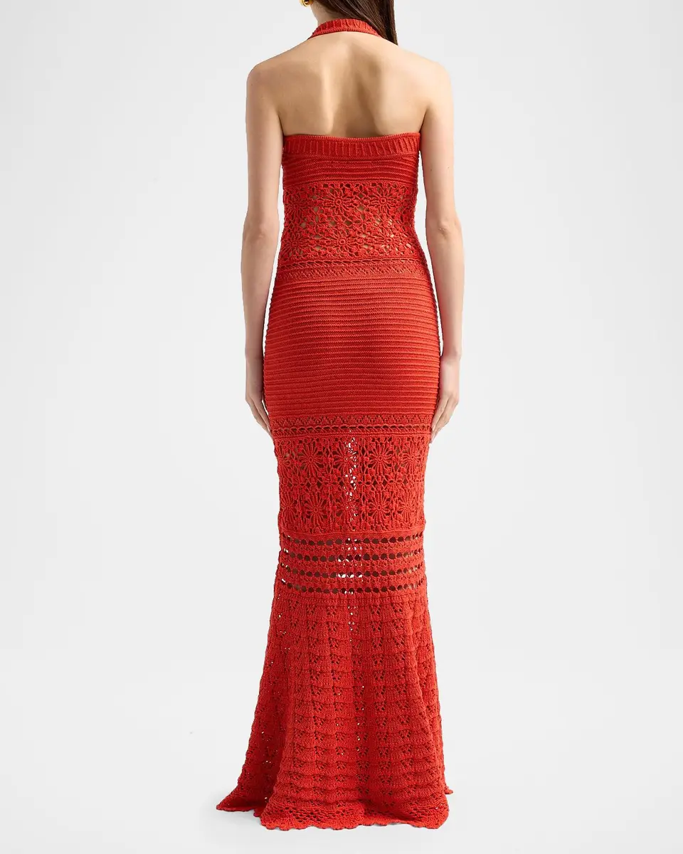 Retrofête Peggie Crocheted Halter Maxi Dress | Thumbnail 3 Retrofête Peggie Crocheted Halter Maxi Dress | Thumbnail 3