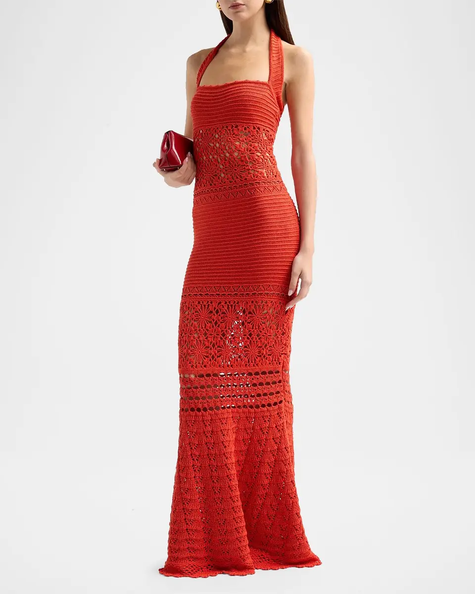 Retrofête Peggie Crocheted Halter Maxi Dress | Thumbnail 4 Retrofête Peggie Crocheted Halter Maxi Dress | Thumbnail 4