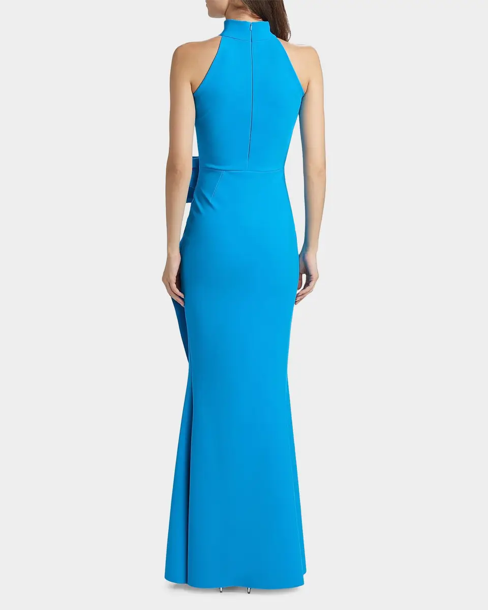 Chiara Boni La Petite Robe Gudrum Halter Ruffle Gown | Thumbnail 3